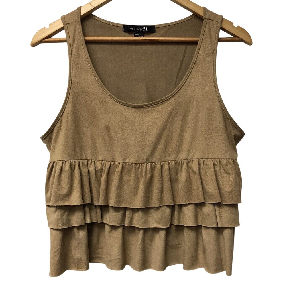 Forever 21 Top Womens Medium Brown Tiered Ruffles